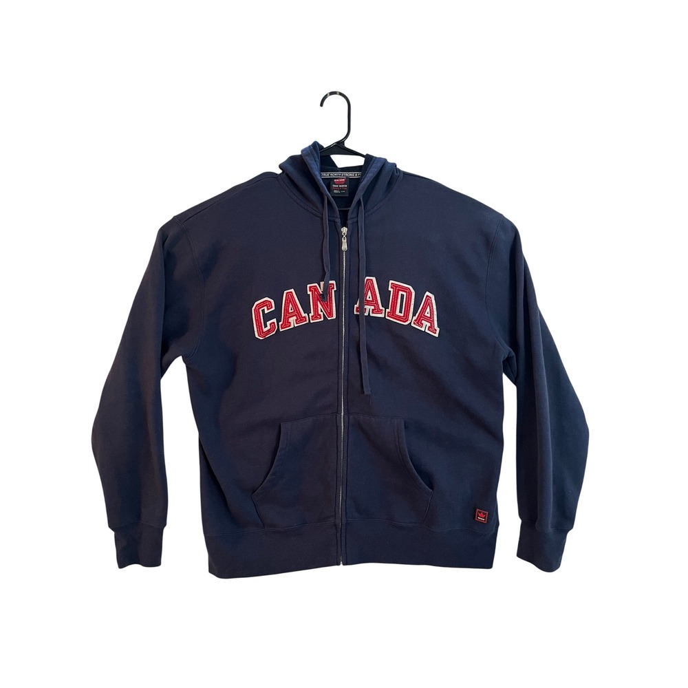 Kalson True North Strong & Free Canada Zip Up Hoodie Navy Blue Mens Large